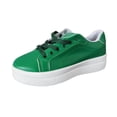 thumbnail image 1 of Women Shoes Fashion Solid Color Leather Round Toe Lace Up Platform Casual Shoes platform shoes for women platform sneakers for women womens platform shoes Green 9.5, 1 of 5
