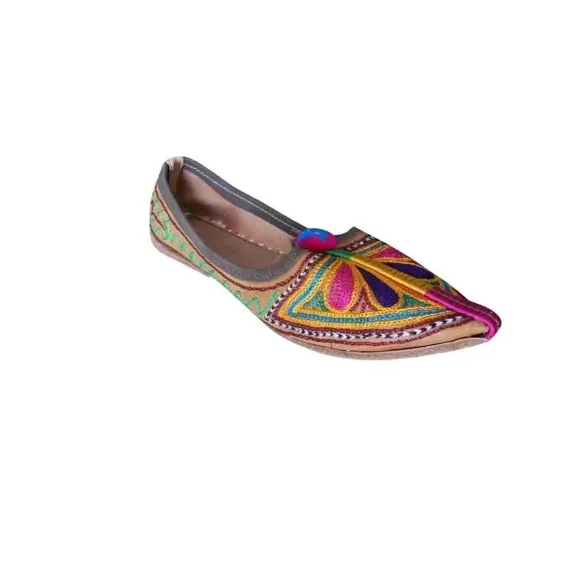 Women Shoes Jutties Shoes Punjabi Indian Flats Flat Slip Leather US 6.5