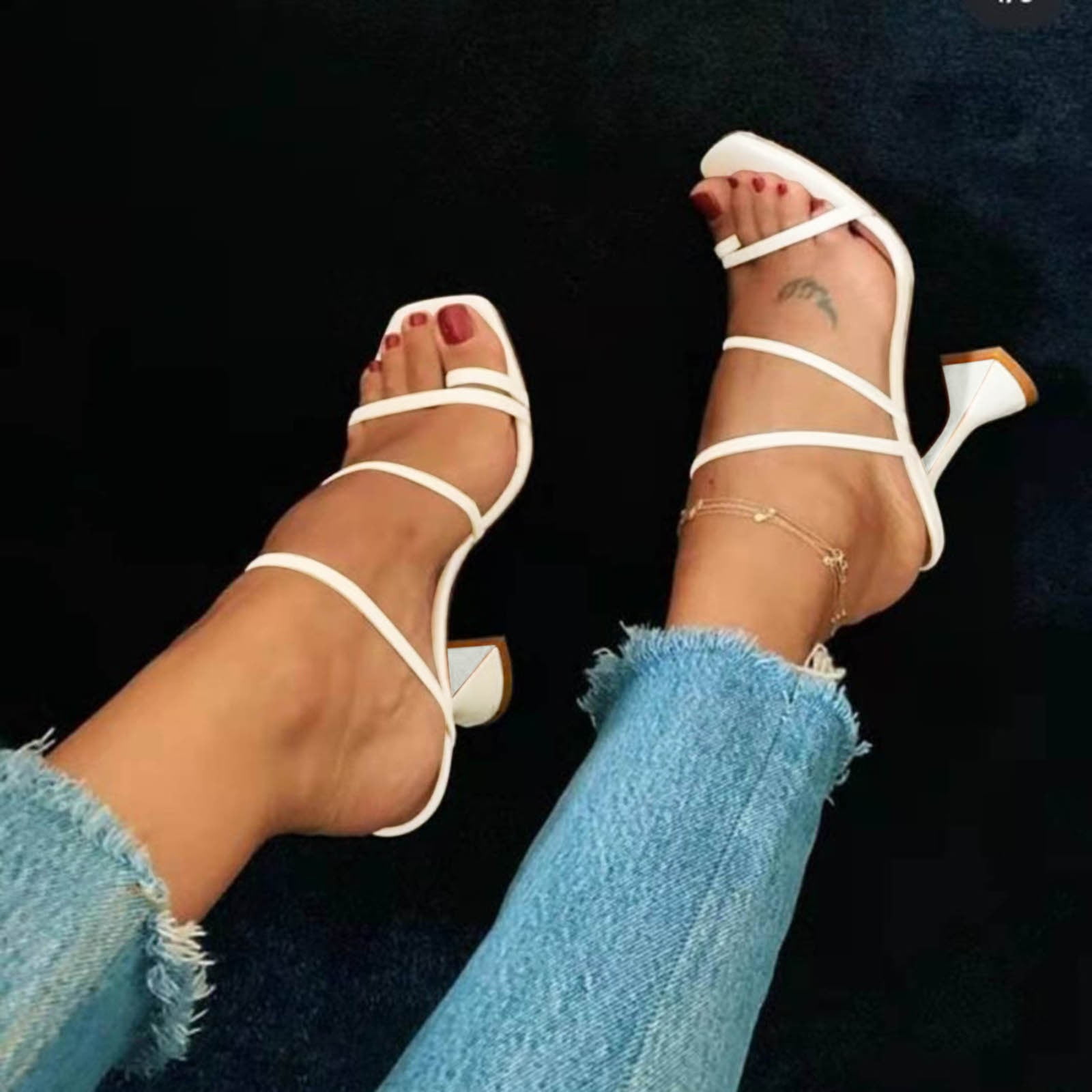 Transparent Stone Strips Clear Vinyl Thick Heels Sandal: The Hottest F –  Yumzo Store