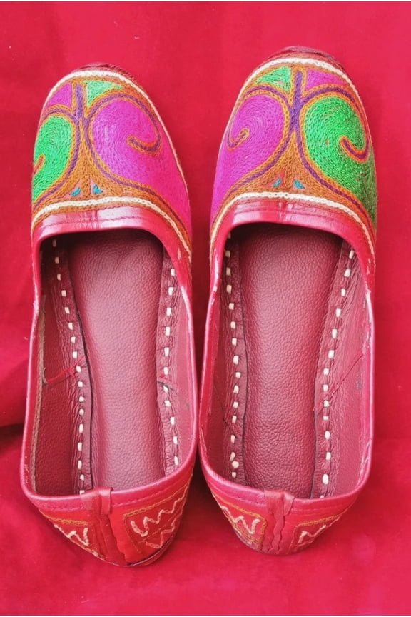 Women Shoes Leather Casual Jutties Handmade Indian Mojaries Flats US 8.5