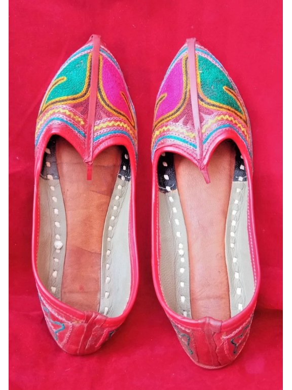 Women Shoes Leather Flats Jutties Handmade Indian Casual Mojaries US 7.5