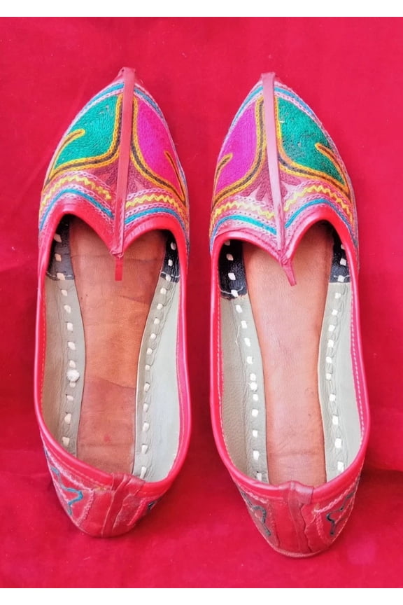 Women Shoes Leather Flats Jutties Handmade Indian Casual Mojaries US 7.5
