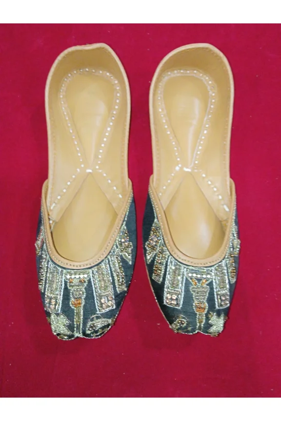 Women Shoes Leather Handmade Indian Casual Mojaries Jutties Flats Black US 4