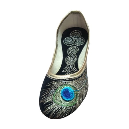 Women Shoes Leather Handmade Indian Loafers Jutties Flat Mojaries Black US 5-10