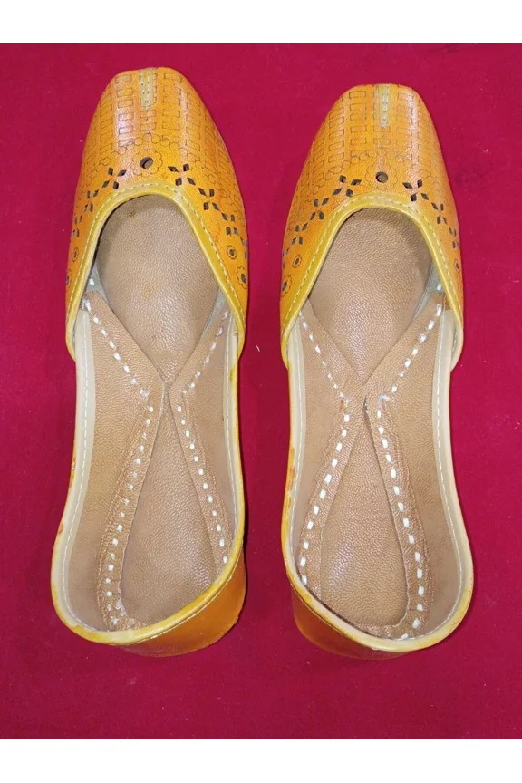 Women Casual Shoes Leather Handmade Indian Loafers Jutties Mojaries Flats US 7.5