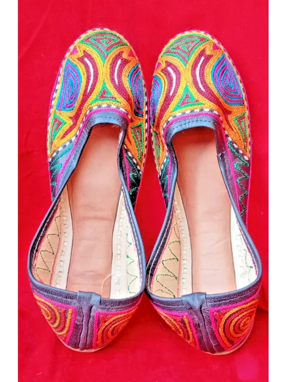 Women Shoes Leather Jutties Handmade Indian Casual Mojaries Flats US 7.5