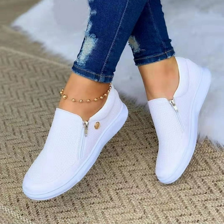 Women Shoes Shoes Leisure Color Outdoor Laceup Flats Fashion Breathable  Women's Casual Sneakers Women's Casual Shoes White 7.5