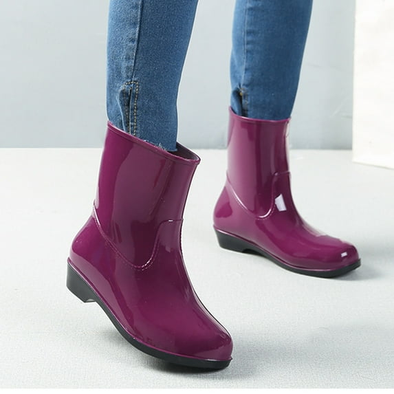 Women Shoes Short Rain Boots for Womens Ankle Waterproof Rainboot On Garden Boot Ladies Rubber Outside Work With Comfort(Color:Purple,Size:7)
