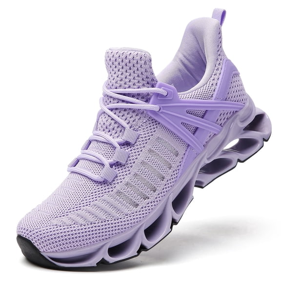 Women Shoes Slip on Fashion Sport Running Tennis Athletic Walking Shoes Gym Runner Trail Shoes Light Purple Size 6.5