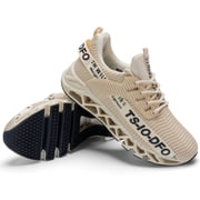 Women Shoes Slip on Fashion Sport Running Tennis Athletic Walking Shoes Runner Trail Shoes Beige Size 8