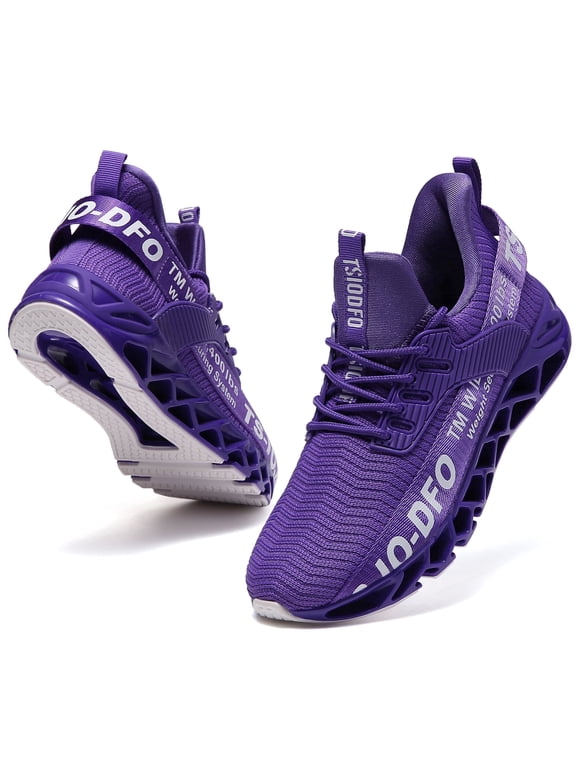 Women Shoes Slip on Fashion Sport Running Tennis Athletic Walking Shoes Runner Trail Shoes Purple Size 11