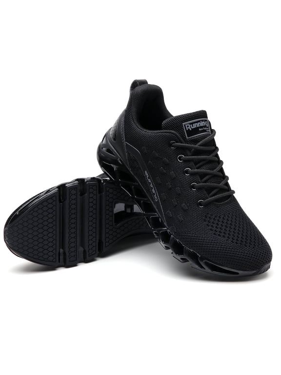 Women Shoes Slip on Sport Running Tennis Athletic Walking Shoes Gym Runner Trail Shoes All Black Size 8.5