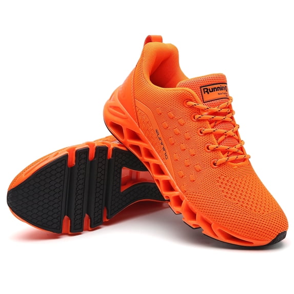 Women Shoes Slip on Sport Running Tennis Athletic Walking Shoes Gym Runner Trail Shoes Orange Size 9.5