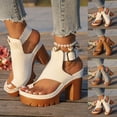 thumbnail image 1 of Women Shoes Wide Width Sandals for Women Faux Leather Slide Open Toe Platform Block Heel Sandals Adjustable Buckle Ankle Strap Comfort Trendy Summer Casual Dress Sandals for Women Large Size, 1 of 10