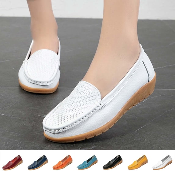 Women Shoes for Women Casual Dress Slip On Loafers for Women Round Closed Toe Hollow Breathable Comfort Flat Shoes Wide Width Large Size Soft Cushioned Daily Walking Womens Loafers Women Flat Shoes