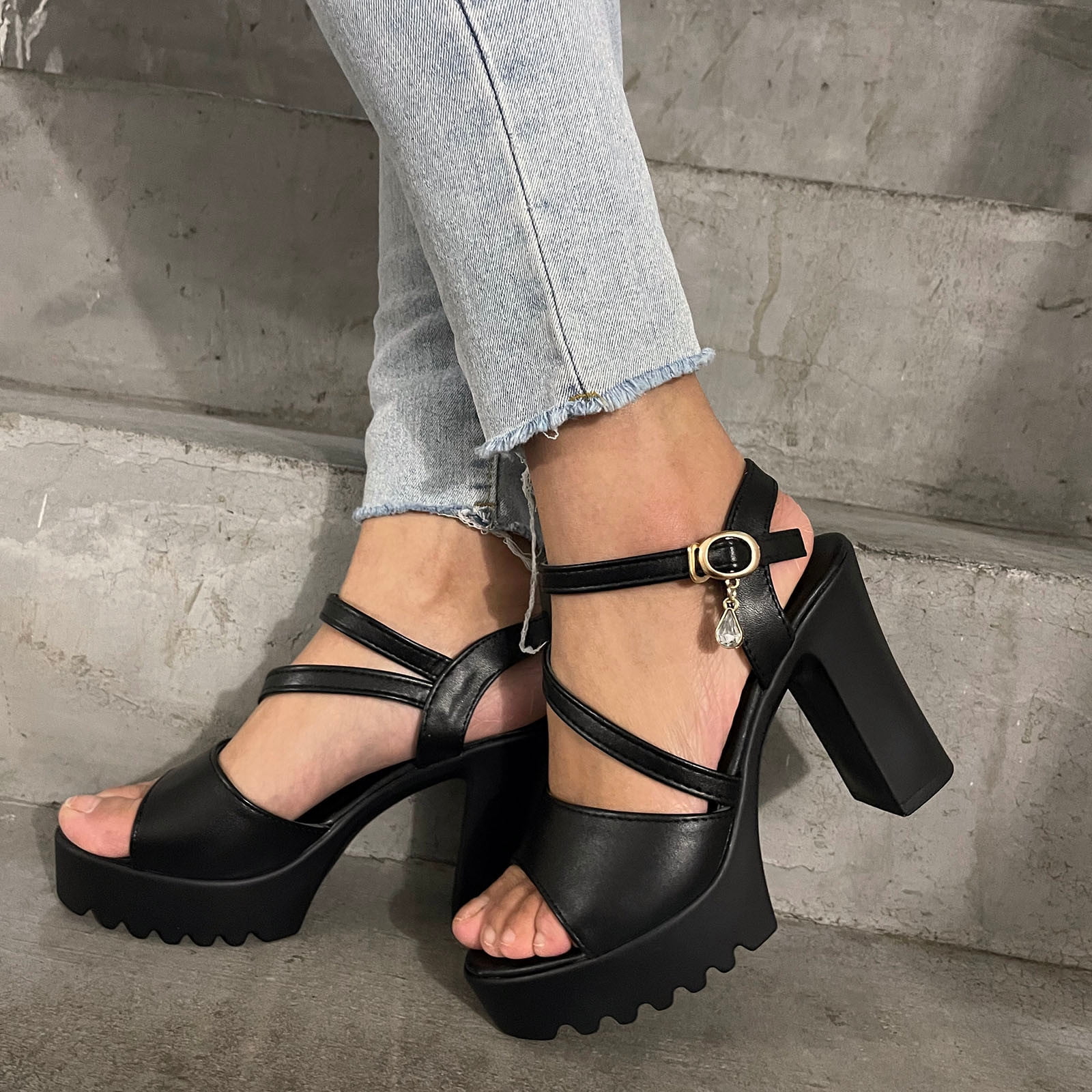 Women Shoes Women Fashion Solid Color Fish Mouth Platform Thick High