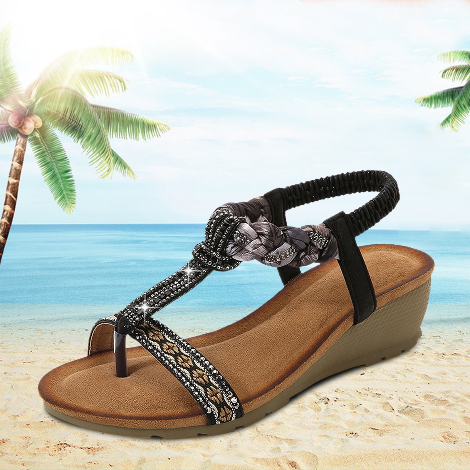 Black string sandals sales
