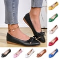 thumbnail image 1 of Women Shoes Women's Bow Soft Leather Slip On Loafers Spring Summer Pointed Toe Ballet Flats for Women Wide Width Large Sizes Flexible Non Slip Cushioned Insole Comfort Walking Womens Casual Daily, 1 of 10