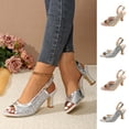 thumbnail image 1 of Women Shoes Women's Slingback Stiletto Heel Sandals Summer Dance Open Toe Dress Sandals for Women Wide Width Large Sizes Shiny Glitter Metallic Adjustable Ankle Buckle Non Slip Soft Insole Comfort, 1 of 10