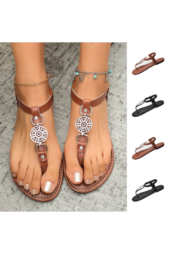 Women Shoes Womens Sandals Women's Fashionable Casual Comfortable Plus Size Solid Color Round Toe Open Toe Elastic Back Sandals Brown 38