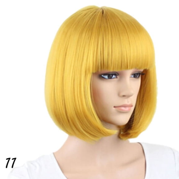 Women Short BOB Hair Wig Straight Bangs Cosplay Party Stage Show 13 Colors