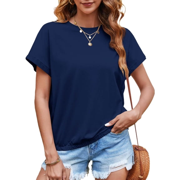 Women Short Cap Sleeve Tops Summer Casual Sweatshirt Crew Neck Loose Fit T-Shirts