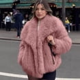 thumbnail image 1 of Women Short Faux Fur Jacket Long Sleeve Lapel Open Front Warm Fluffy Winter Coat, 1 of 6