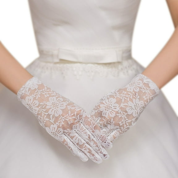Women Short Lace Gloves Elegant Summer Princess Formal Dressy Mittens for Wedding Dinner Party Pageant Costume Favors