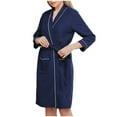 thumbnail image 1 of Women Short Robes, Wrap V-Neck Long Sleeve Bathrobe, Female Solid Color Long Sleeve Spa Bathrobe with Belt Sleepwear, 1 of 4