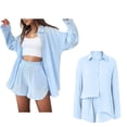 thumbnail image 1 of Women Short Set 2 Piece Outfits Sets Button Down Shirt Short Summer Clothes Womens Sets, 1 of 7