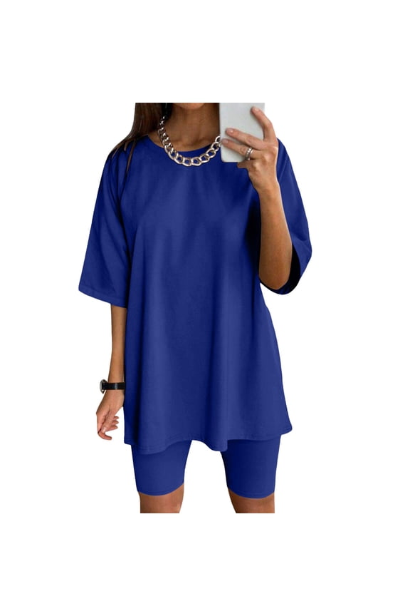 Women Short Set 2 Piece Set T Shirt and Shorts Summer Clothes Biker Short Set