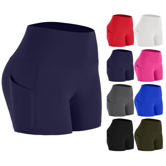 Women Short Shorts for Workout Running Yoga Shorts with Pockets Women's Plus Size High Waisted Seamless Stretchy Biker Shorts