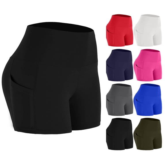 Women Short Shorts for Workout Running Yoga Shorts with Pockets Women's Plus Size High Waisted Seamless Stretchy Biker Shorts