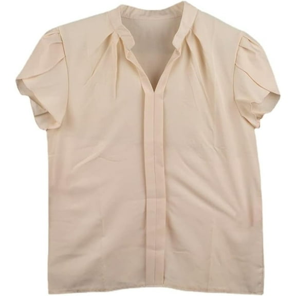 Women Short Sleeve Blouses Shirts Elegant V Neck Summer Work Casual Tunic Tops