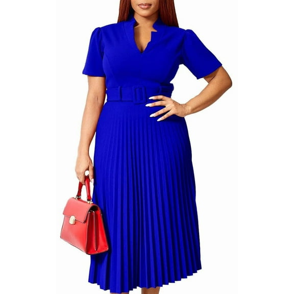 Women Short Sleeve Cape Dress with A line Pleated Dress Wedding Midi Dresses