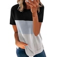 thumbnail image 1 of Women Short Sleeve Color Block Crew Neck Tunic Tops Casual Loose Shirt Pullovers Tee Shirts Blouse, 1 of 2