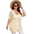 thumbnail image 1 of Women Short Sleeve Crochet Cardigan Plus Size, Open Front Knit Cover-Up, 1 of 5