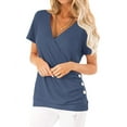 thumbnail image 1 of Women Short Sleeve Crossed Surplice Button Tops, 1 of 5