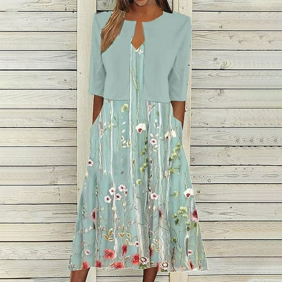 Women Short Sleeve Loose Floral Print Maxi Dresses Casual Long Dresses