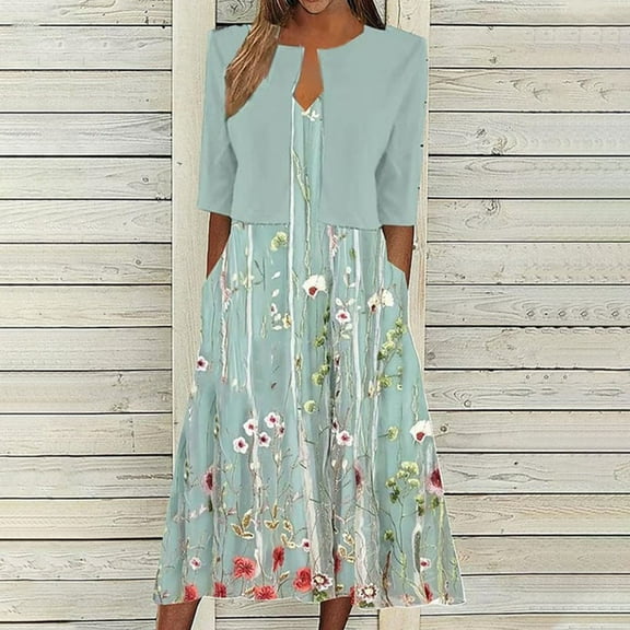 Women Short Sleeve Loose Floral Print Maxi Dresses Casual Long Dresses