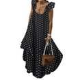 thumbnail image 1 of Women Short Sleeve Polka Dot Striped Summer Midi Dress Plus Size Casual Sundress, 1 of 4