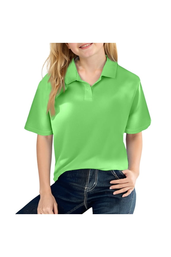 Women Short Sleeve Polo Shirt Classic Fit Lightweight Breathable Collared Top for Casual Office School Wear