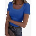 thumbnail image 1 of Women Short Sleeve Scoop Neck Tops Shirts Fitted Summer Tshirt Tee, 1 of 6