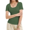 thumbnail image 1 of Women Short Sleeve Scoop Neck Tops Shirts Fitted Summer Tshirt Tee, 1 of 6