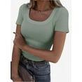 thumbnail image 1 of Women Short Sleeve Scoop Neck Tops Shirts Fitted Summer Tshirt Tee, 1 of 7