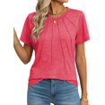 thumbnail image 1 of Women Short Sleeve Shirts Casual Dressy Summer Tops with Pleats, 1 of 5