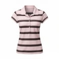 thumbnail image 1 of Women Short Sleeve Striped Polo Shirt Collared Y2k Pullover T Shirt Casual Loose Streetwear(Pink,S), 1 of 2