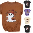 thumbnail image 1 of Women Short Sleeve T Shirts Casual Halloween Print Crew Neck Tee Tops, 1 of 4