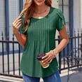 thumbnail image 1 of Women Short Sleeve T-Shirts Loose Tunic Shirt for Legging Pleated Round Neck Tops Blouses Fashion, 1 of 6