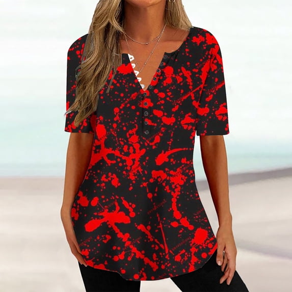 Women Short Sleeve Thin section Durable Christmas gift Leisure Fashion Strapless Printed Loose Fitting Fashion Sexy Lining Black Trendy Short Sleeve Size S